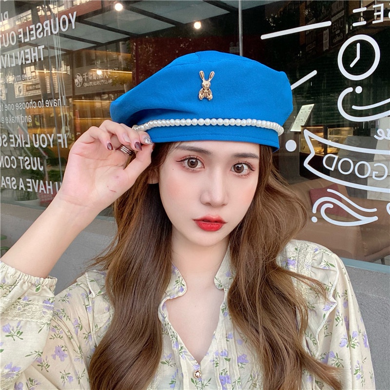 Mũ Beret Màu Xanh Dương Phong Cách Thời Trang Xuân Hè Nhật Bản 2022