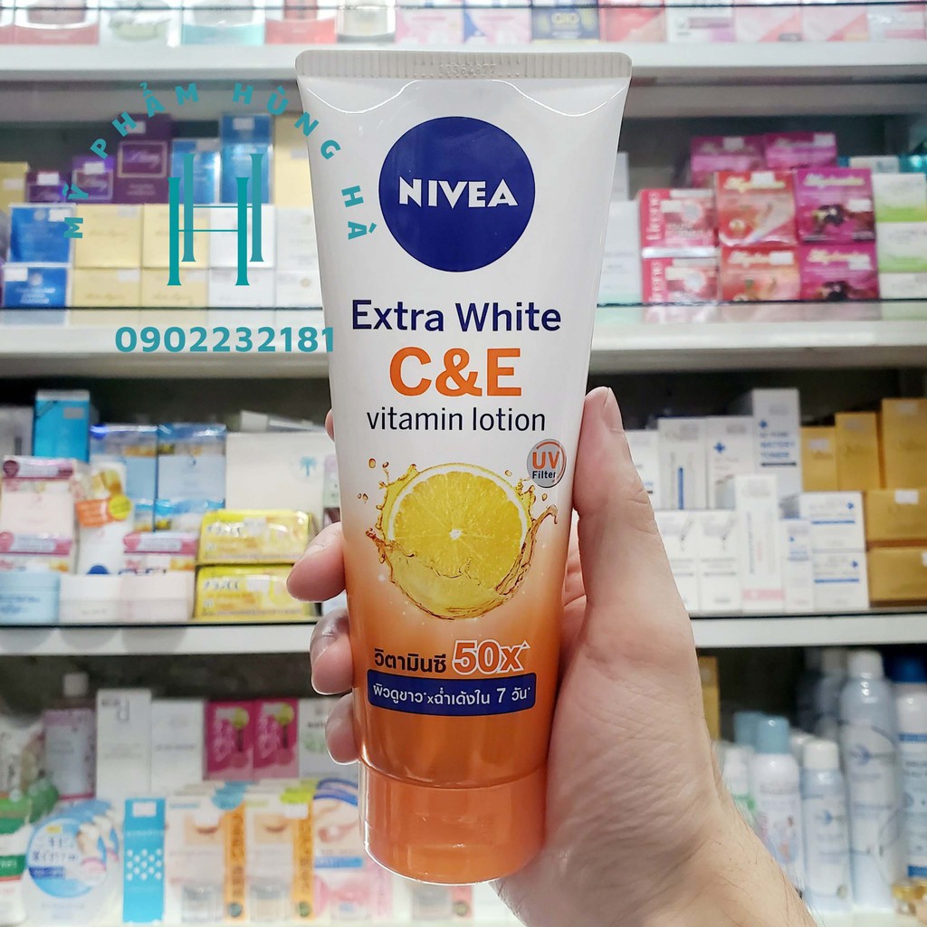 Dưỡng thể Nivea, sữa dưỡng dưỡng trắng toàn thân, tăng đàn hồi da Nivea Extra White C&amp;E Vitamin Lotion 180ml