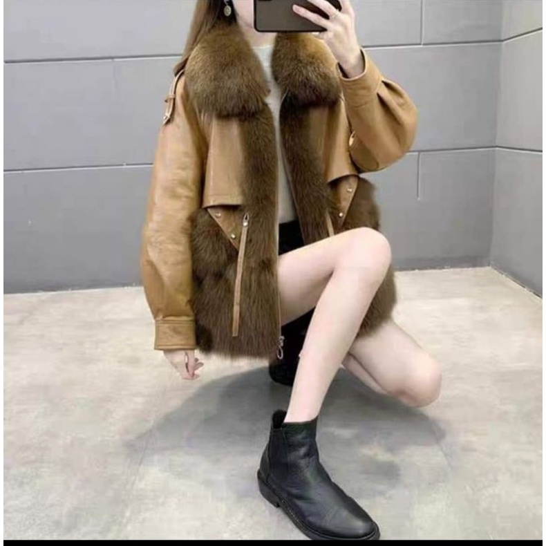 ÁO KHOÁC  DA PHỐI LÔNG CỪU CAO CẤP