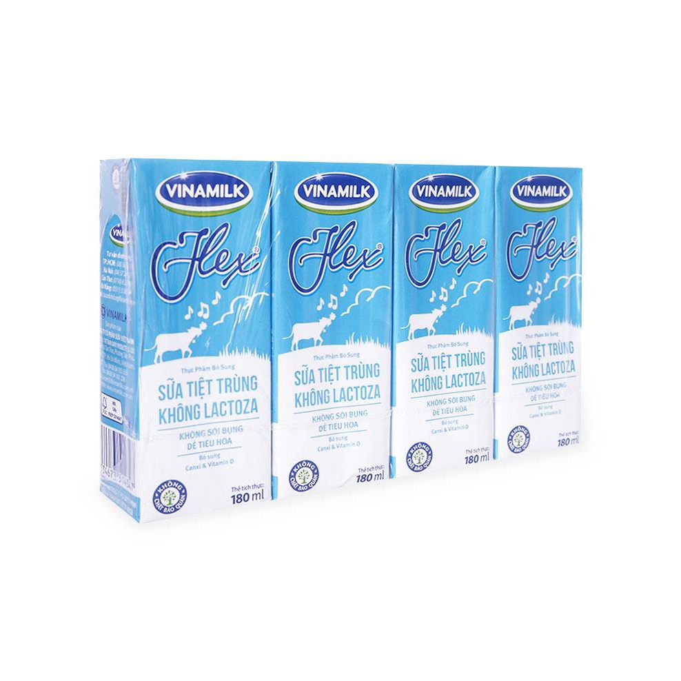 Sữa Tiệt Trùng Flex Vinamilk Không Lactoza Lốc 4 Hộp X 180ML  (Sale)