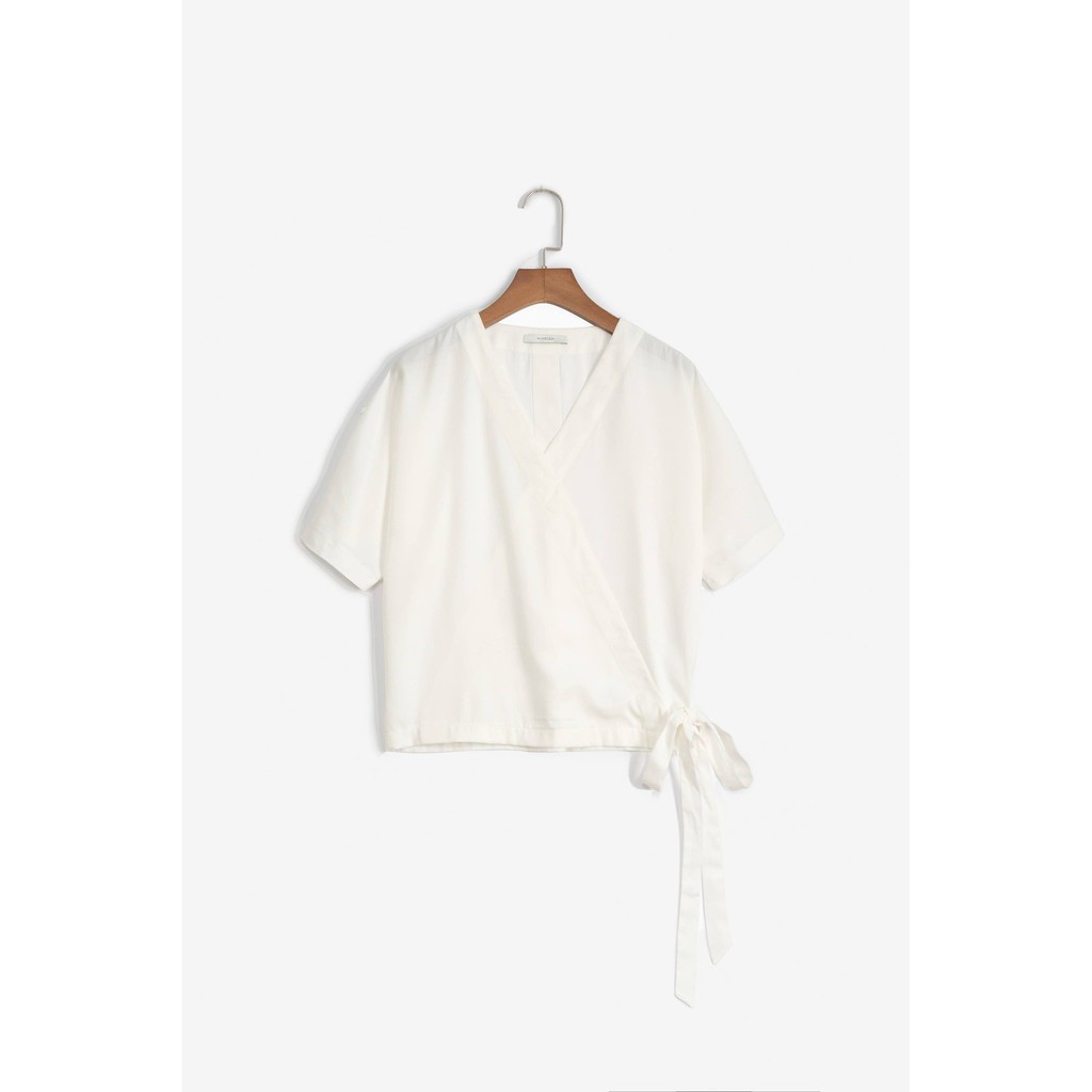 Áo sơ mi ngắn tay nữ MADELEN màu trắng basic dáng kimono