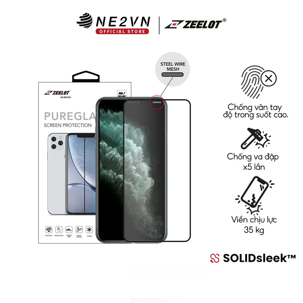Miếng dán cường lực chống vân tay cho iPhone 11 series SOLIDsleek Zeelot