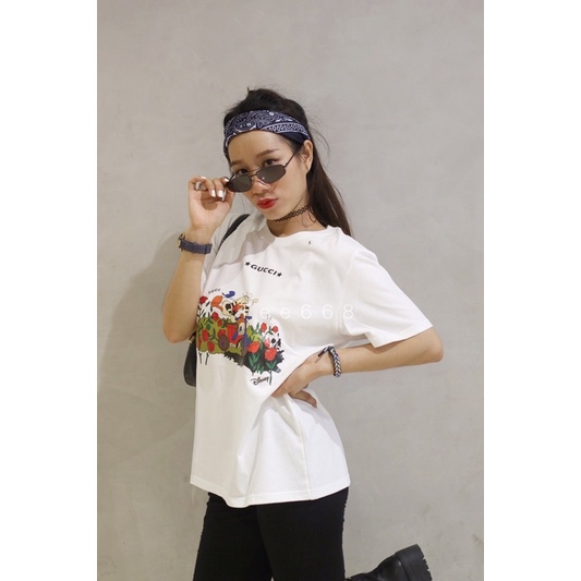 Áo phông nam/ áo phông nữ 𝗚𝗨𝗖𝗖𝗜 x 𝗗𝗶𝘀𝗻𝗲𝘆, chất cotton cao cấp, full tag mác túi zip hãng