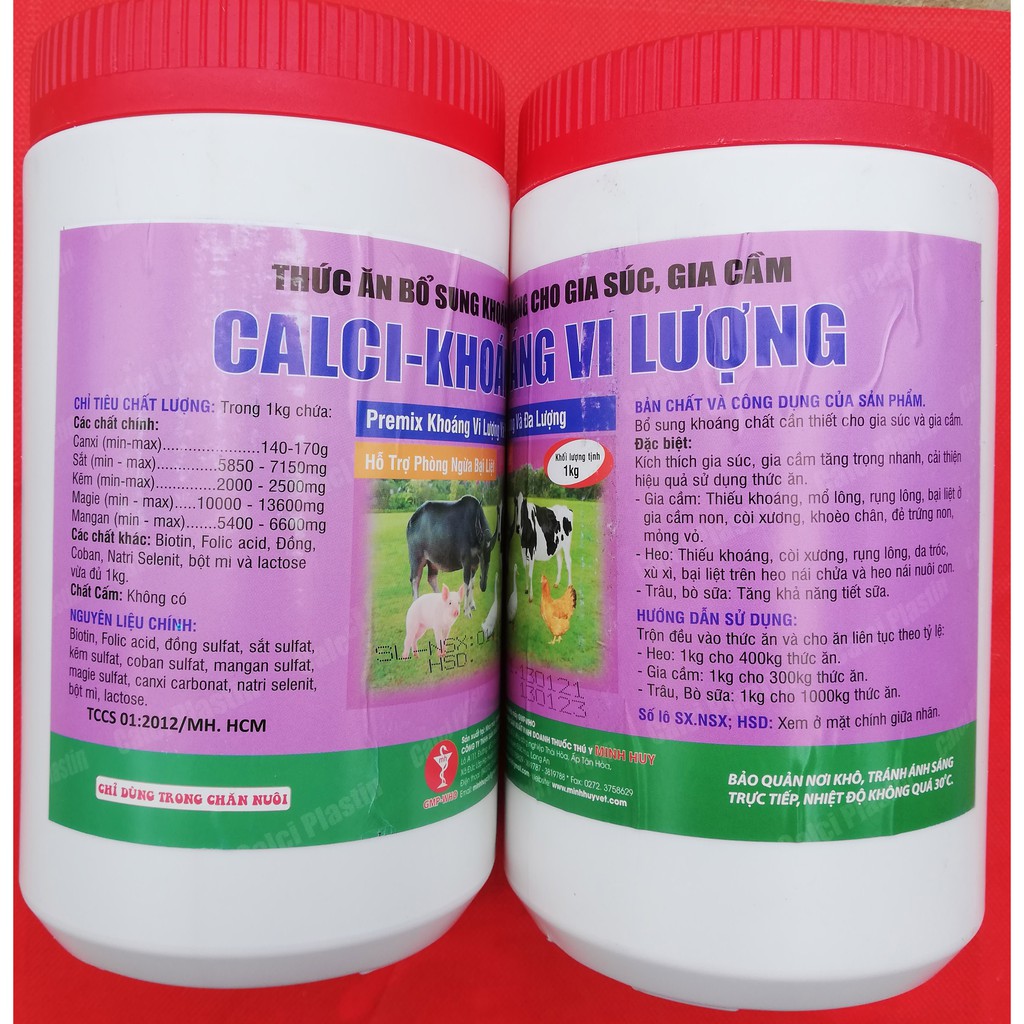 1kg CALCI-KHOÁNG VI LƯỢNG Thức ăn bổ sung khoáng cho gia súc, gia cầm, chó mèo, chim cảnh