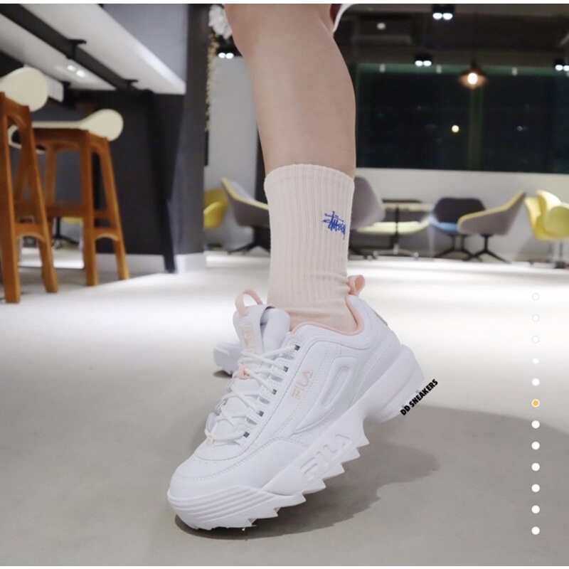Giày F.I.L.A Disruptor 2 Màu Trắng Hồng, Hàng Chính Hãng, Full Box, Tem, Tag...
