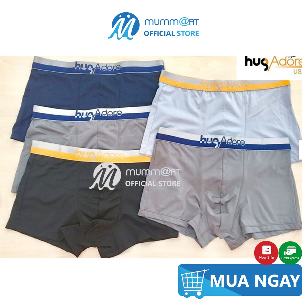 Combo 5 quần lót boxer nam xuất Mỹ HugAdora, thun lạnh mặc mát, co giãn tốt - Sịp đùi nam mã HUG-018 - Mummart