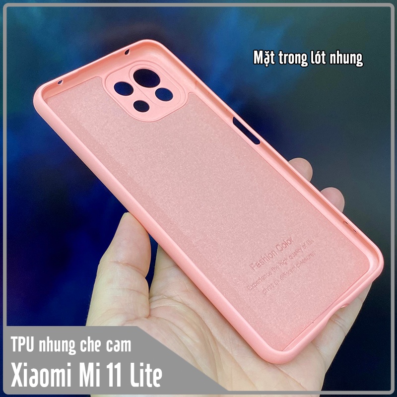 Ốp lưng cho Xiaomi Mi 11 Lite 4G - 5G - NE , nhựa TPU dẻo màu lót nhung che camera