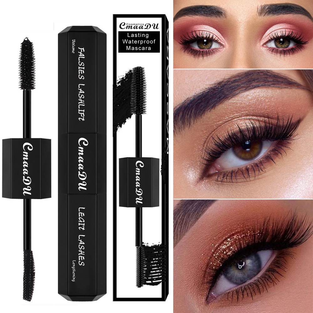 Mascara CmaaDu, chuốt mi 2 đầu uốn cong kéo dài mi màu đen nội địa trung D14 Sammi beauty