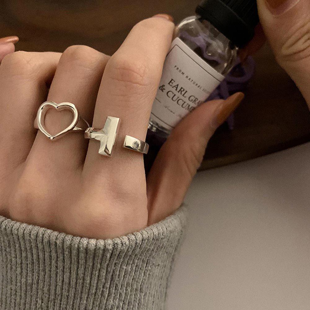 Nhẫn Hở VANES1 Họa Tiết Hình Học / Trái Tim Phong Cách Vintage Thanh Lịch Cho Nữ