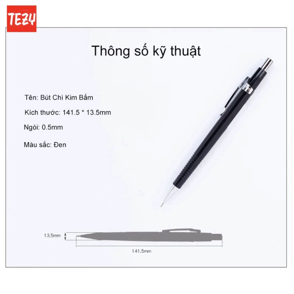 Bút chì bấm ngòi 0.5mm đủ màu sắc Xanh/Đỏ/Trắng/Đen, Bút Chì Kim Tiện Dụng - 1 chiếc - TZ402114HN