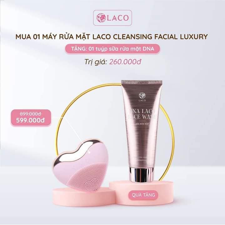 Máy Rửa Mặt 💝FREESHIP💝 Máy Massage Laco Sạch Sâu Bụi Bẩn Mụn Cám Mụn Đầu Đen- Laco Luxury Nhịp Rung 12000 4 Tác Dụng