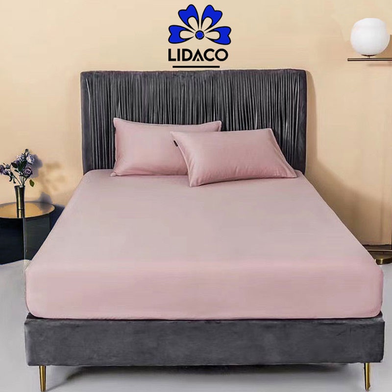 Bộ ga gối lụa tencel trơn 60s cao cấp LIDACO ga giường lụa mát lạnh - nhiều mẫu lựa chọn