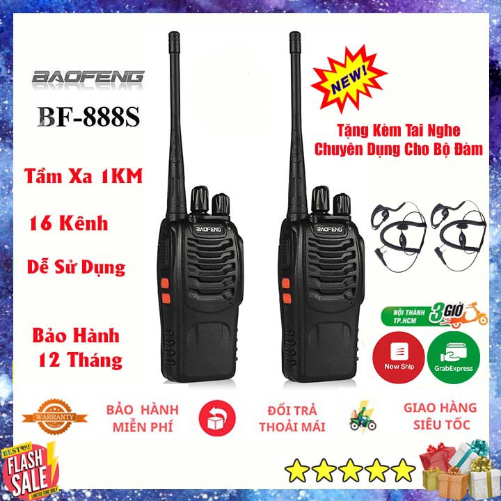 [Tặng kèm tai nghe] BỘ ĐÀM BAOFENG 888S CHÍNH HÃNG