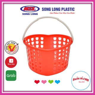 Giỏ nhựa đựng đồ hình tim có quai cầm SONG LONG giúp ngăn nắp Buôn Rẻ 01175