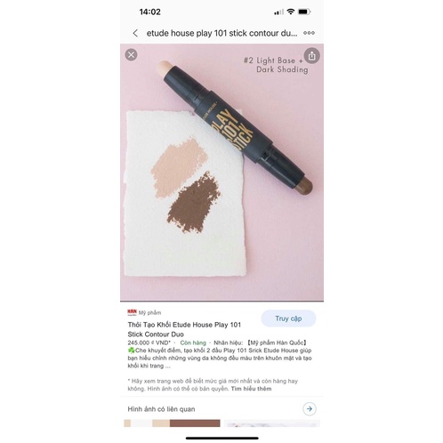 Che Khuyết Điểm, Tạo Khối 2 đầu siêu tiện lợi từ nhà Etude House Play 101 Stick Contour Duo màu #01 | BigBuy360 - bigbuy360.vn