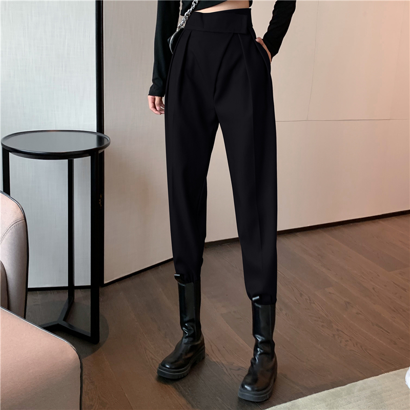 IELGY Quần Dài Nữ Lưng Cao Ống Rộng Thời Trang Xinh Xắn