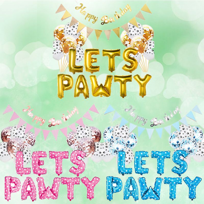 Set Bong Bóng Hình Dấu Chân Chó Mèo Trang Trí Tiệc Sinh Nhật Cho Bé