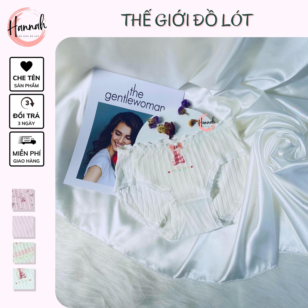 Set 4quần lót nữ len tâm cao cấp dễ thương hoạ tiết gấu nơ làm quà tặng HANNAH SECRET QL025