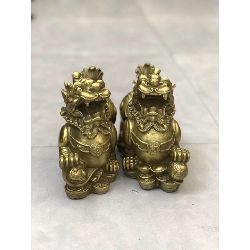 Cặp tỳ hưu như ý bằng đồng vàng nguyên chất, tỳ hưu đồng tỳ hưu tài lộc phong thủy