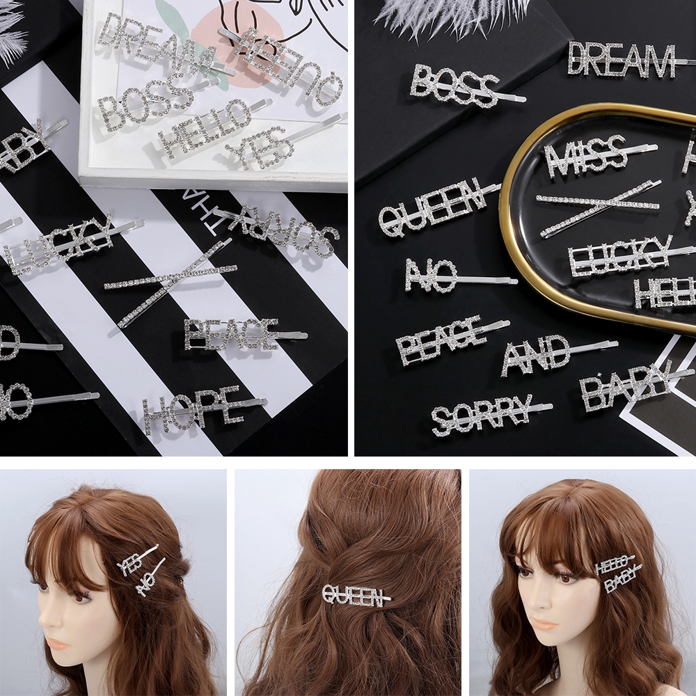 Kẹp Tóc Hình Chữ Nhật Đính Đá Lấp Lánh Cho Nữ
