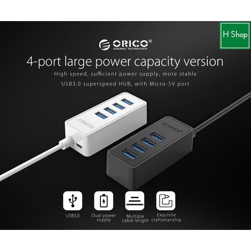 bộ chia 4 cổng USB 3.0 Orico W5P, chính hãng, bảo hành 12 tháng - HORICOW5P072018