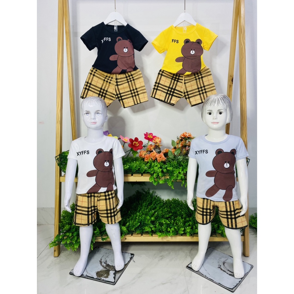 Set bộ Gấu kẻ XY dành cho bé trai và bé gái 7-17kg. MA51.