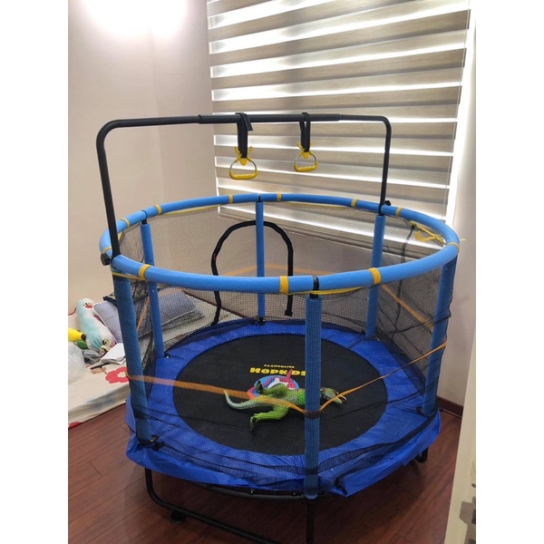 Nhà nhún nhảy Trampoline Hopkids cho bé, quây bóng bạt nhún kèm xà đơn tăng chiều cao đường kính 1,4m tải trọng 250kg