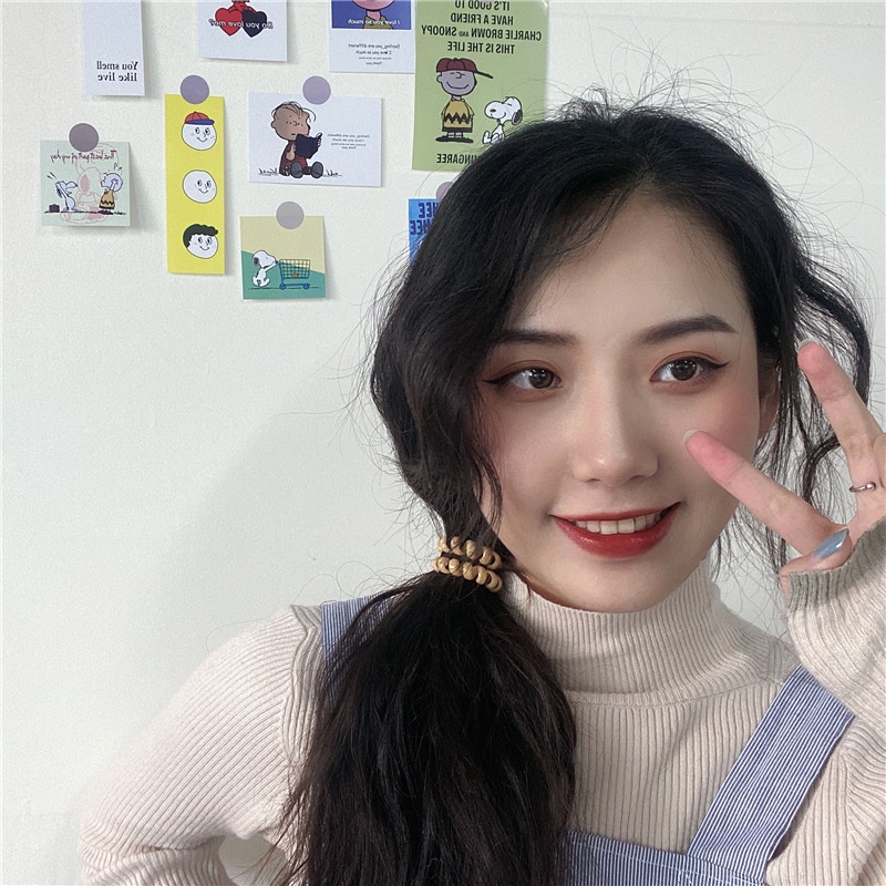 Dây Buộc Tóc Co Giãn Màu Trơn Không Để Lại Dấu Vết Dành Cho Nữ