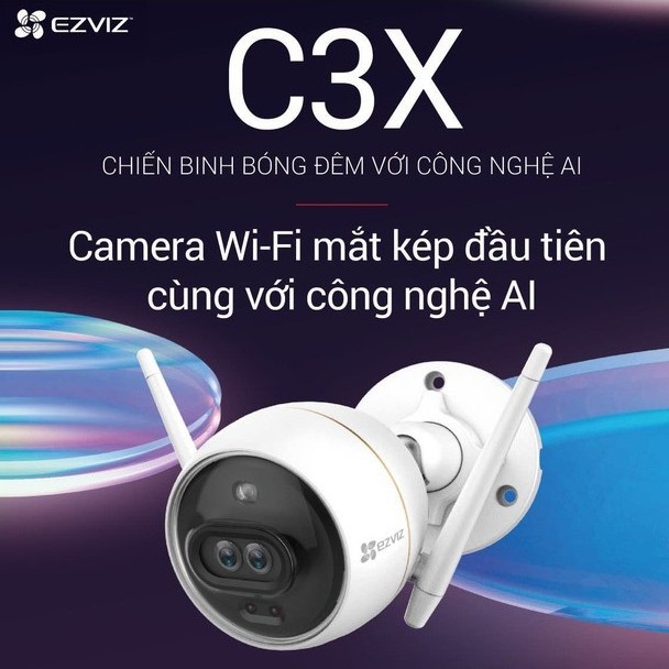 Camera Wifi Ezviz C3X 1080p 2.0M có còi, có đèn, có màu, ống kính kép, báo động chuẩn [hàng chính hãng bh 24 tháng]