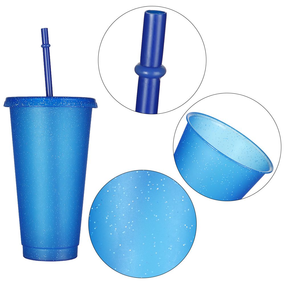 1 cốc uống nước bằng nhựa có ống hút sáng bóng nhiều màu có thể tái sử dụng MIHAN1