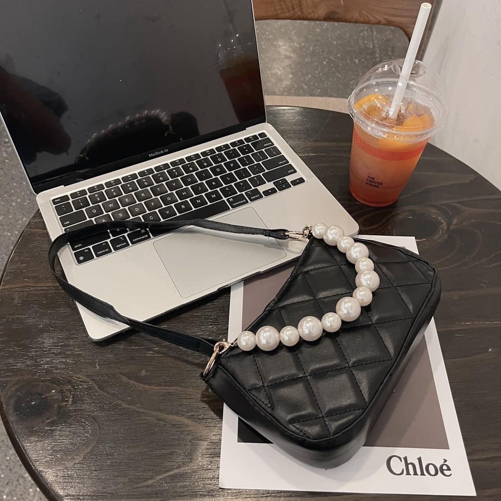 Túi xách nữ kẹp nách đeo vai phối ngọc thời trang sang trọng giá rẻ Diomi