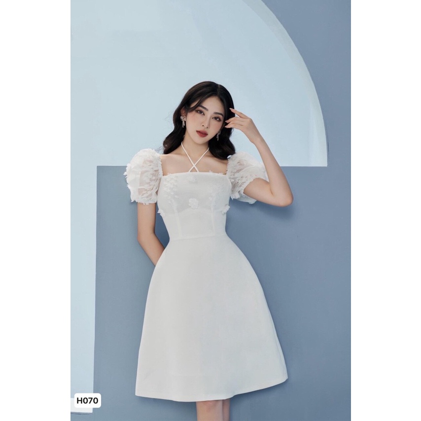 Đầm dự tiệc tay bồng dáng suông sang trọng GOZA H070