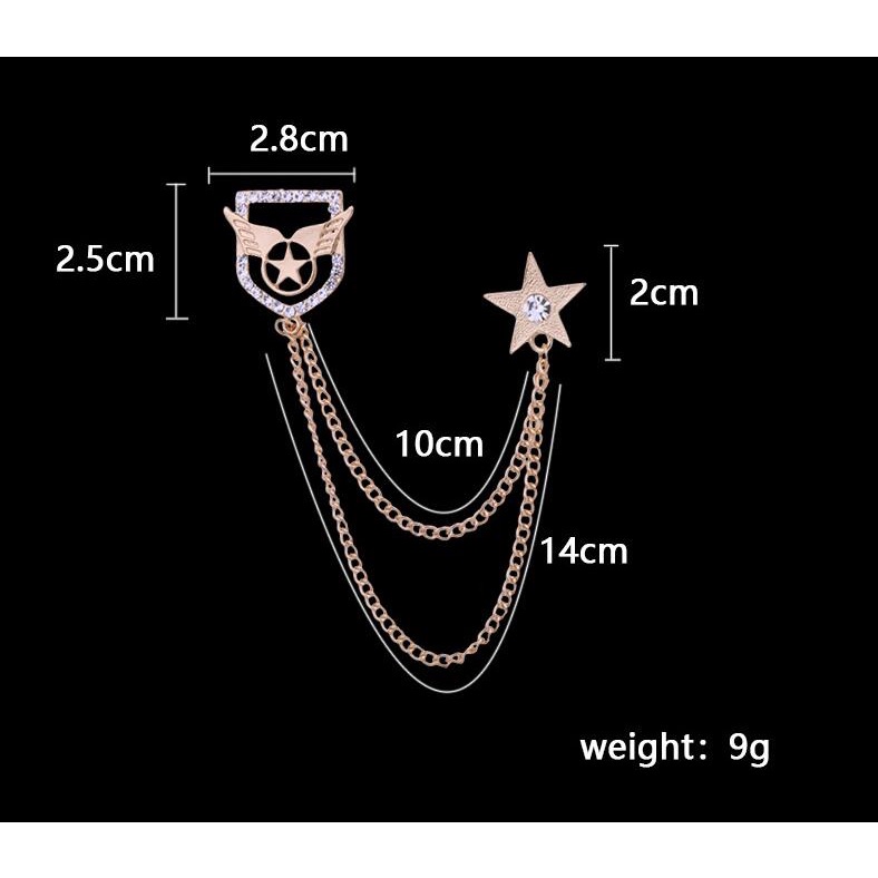 EFAN Ghim Cài Áo Hình Ngôi Sao Năm Cánh Đính Đá Thời Trang Cho Nam