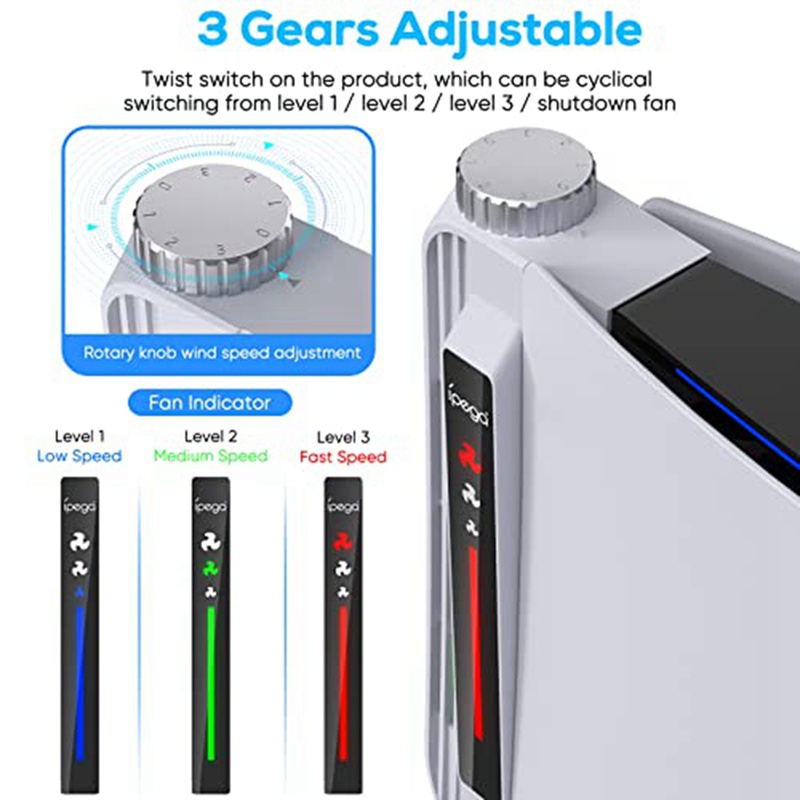 Hệ Thống Làm Mát Nâng Cấp Ipega Với 3 Tốc Độ Điều Khiển Và Đèn LED Cổng USB Cho PS5