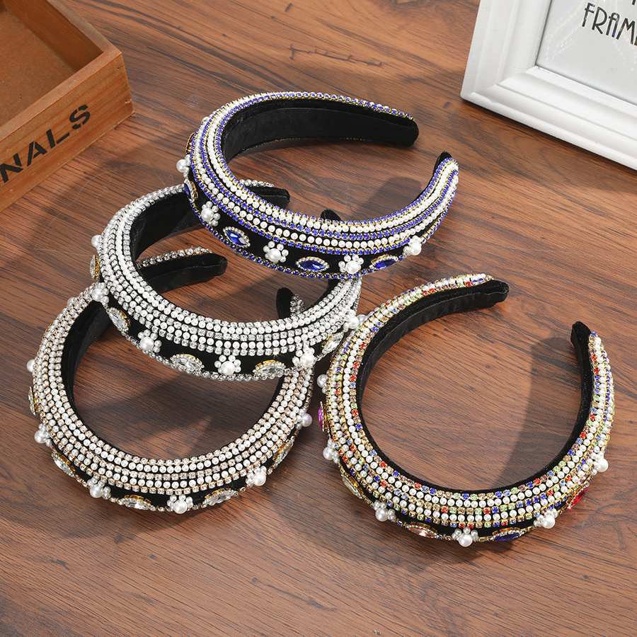 Băng Đô Cài Tóc Đính Đá Lấp Lánh Phong Cách Retro Cho Nữ