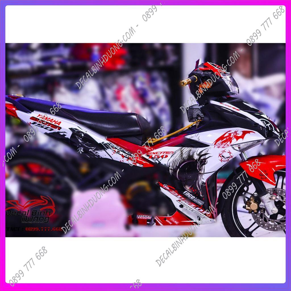 Tem Trùm Xe Máy - Decal Xe Exciter 150 Phirn Bản Samurai Đỏ Trắng Đẹp Nhất
