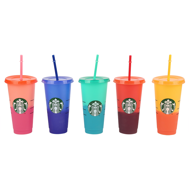 Cốc Nhựa Uống Nước Starbucks Thay Đổi Màu Sắc Có Thể Tái Sử Dụng 24 Oz