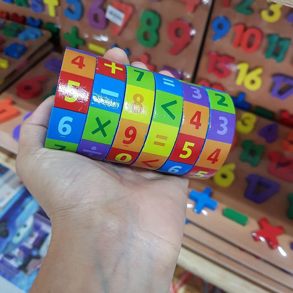 Trò giải Rubik toán học | Đồ chơi rubic học phép tính bằng gỗ cho bé