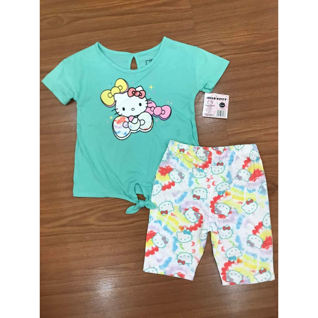 Bộ cộc tay bé gái Hello Kitty chất cotton hàng siêu đẹp size 10-40kg