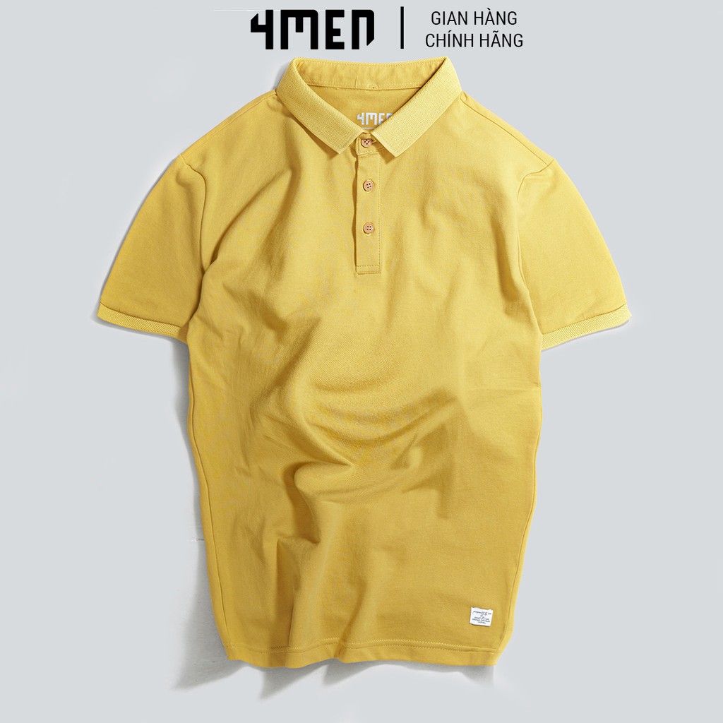 Áo thun polo nam trơn 4MEN PO028 cổ bẻ, ngắn tay, form slimfit, vải cotton cá sấu cao cấp | BigBuy360 - bigbuy360.vn