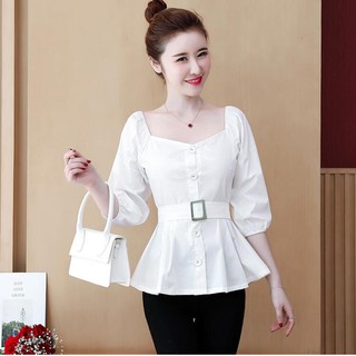 Áo kiểu peplum kèm belt sang trọng - nhiều size form dáng chuẩn, dễ mặc đi làm, dự tiệc
