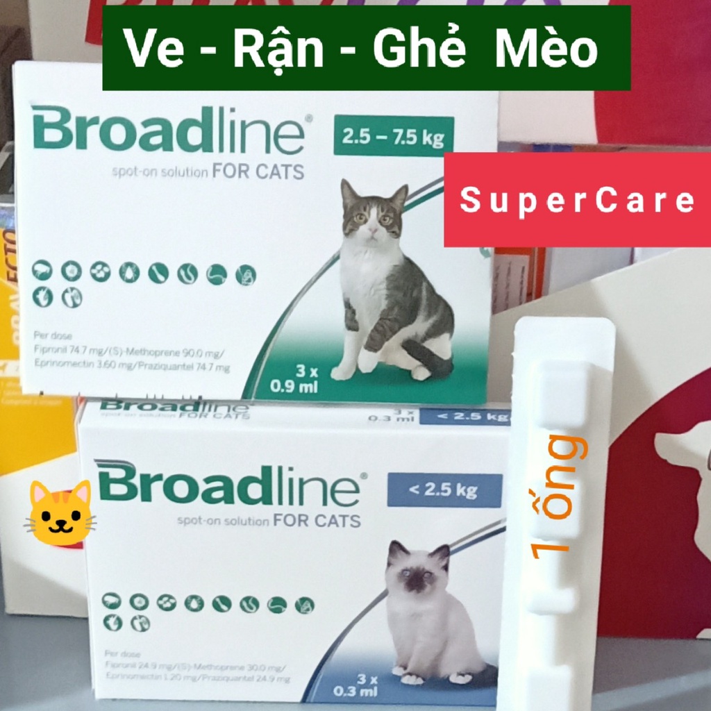 [Mã PET50 giảm 10% - tối đa 50K đơn 250K] Nhỏ Gáy Mèo BROADLINE ( 1 tuyp ) - Loại trừ Các ký sinh Ngoài da &amp; Đường ruột