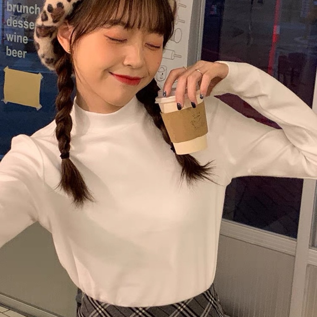 Áo thun cổ lọ dài tay nữ phong cách Hàn Quốc | BigBuy360 - bigbuy360.vn