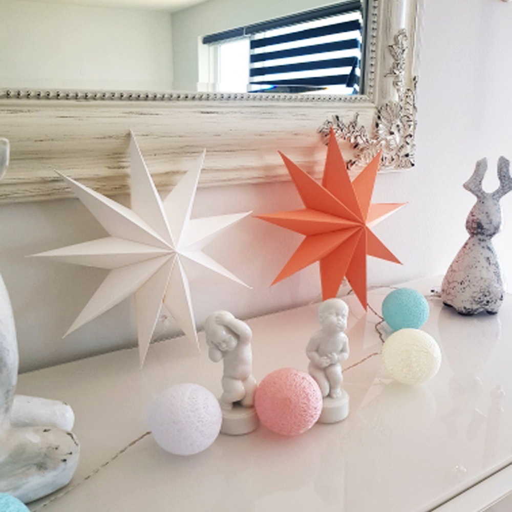 Bộ 2 đèn lồng giấy hình ngôi sao 3D trang trí nhà cửa/tiệc tùng/tiệc tùng/cây thông Noel dài 30cm 12"