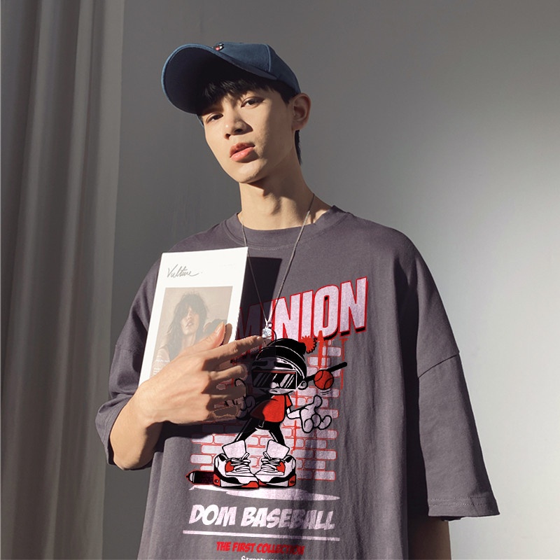 Áo phông nữ nam unisex tay lỡ thun form rộng teen cổ tròn oversize cotton BASEBALL DOMINION giá rẻ tee pull freesize