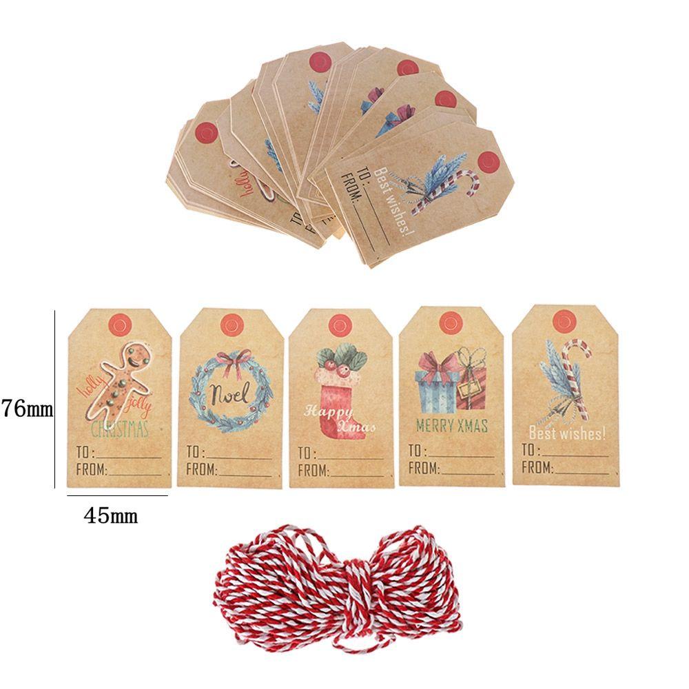 Set 50 Thẻ Giấy Kraft Trang Trí Quà Giáng Sinh