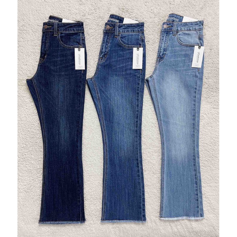 👖Quần jean nữ ống loe 9 tấc lưng cao vải mềm co giãn