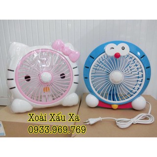 Quạt máy mini fan hello kitty,  quạt để bàn đoraemon.