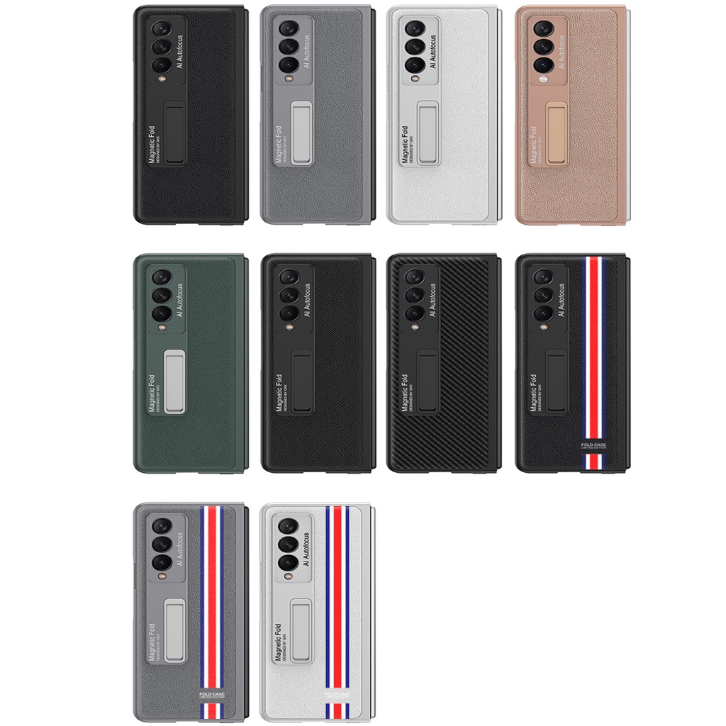 Bao da điện thoại bảo vệ toàn diện kiểu dáng sang trọng có giá đỡ dành cho Samsung galaxy z fold 3