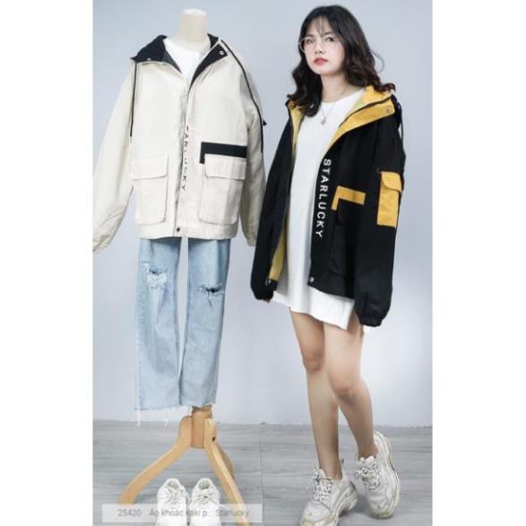 Áo khoác Kaki Lucky Form Rộng cực đẹp phong cách siêu ngầu thời trang KMG